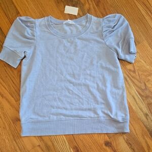 Jane and Delancey Light Blue Puff Sleeve Sweatshirt